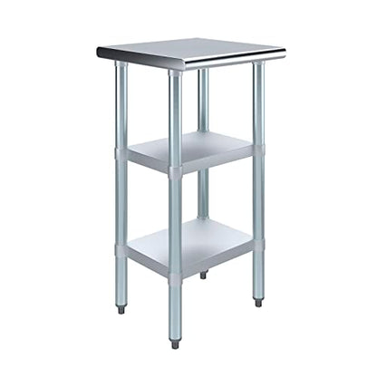 Stainless Steel Work Table with 2 Shelves | Metal Utility Table | Commercial & Residential NSF Utility (Stainless Steel Table with 2 Shelves, 18" Long x 18" Deep) - size: 18" Long x 18" Deep