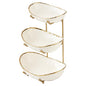 White Fruit Bowl with Gold Metal Stand, 3 Tier Modern Ceramic Fruit Bowl Fruit Rack for Kitchen Counter, Tiered Fruit Basket for Snacks Bread Candy Storage (White,3 Tier) - color: White A,3 Tier