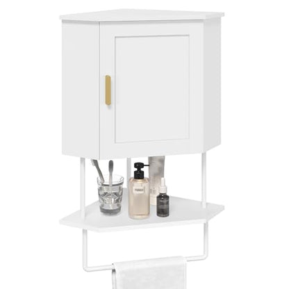 MAHANCRIS Bathroom Wall Cabinet, Corner Wall Mount Medicine Cabinet with Adjustable Shelf & Towel Bar, 3-Tier Over Toilet Storage Cabinets for Bathroom Laundry Room Kitchen, for Small Space, White