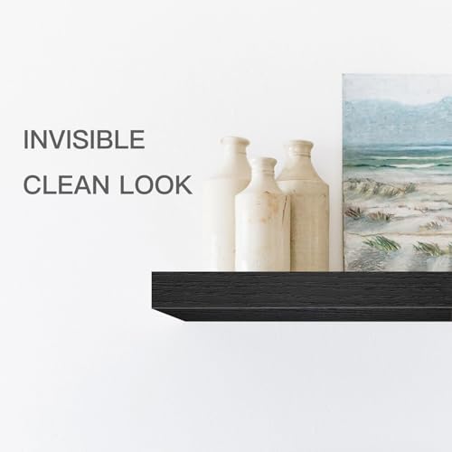 QEEIG Floating Shelf for Wall Bathroom Shelves Bedroom Kitchen Living Room Farmhouse Small Book Shelf 16 inch Set of 1, Black (015-B1) - color: B. Black, size: 15.7" x 6.7"