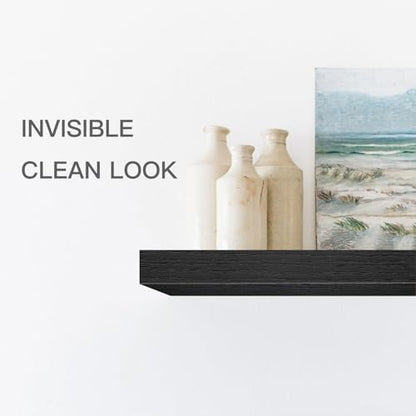 QEEIG Floating Shelf for Wall Bathroom Shelves Bedroom Kitchen Living Room Farmhouse Small Book Shelf 16 inch Set of 1, Black (015-B1) - color: B. Black, size: 15.7" x 6.7"