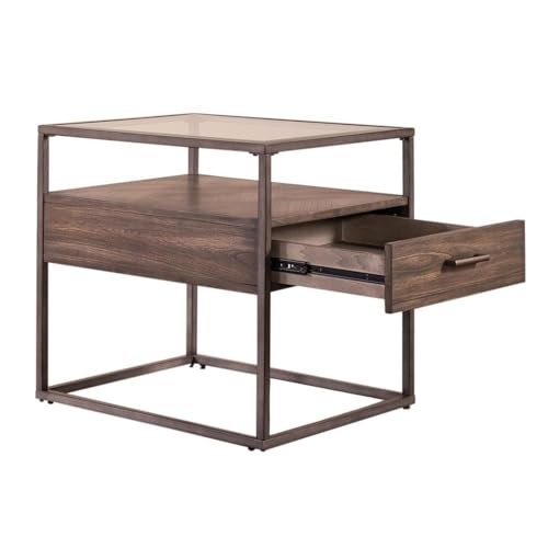 Liberty Furniture Jamestown Glass Top End Table for Living Room - Tobacco - size: End Table