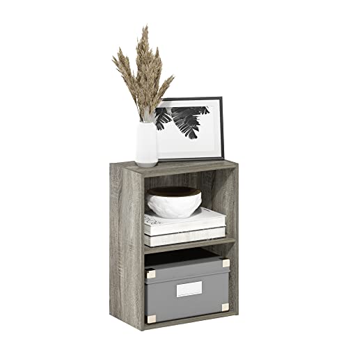 Furinno Luder Bookcase / Book / Storage, French Oak - color: French Oak, size: 2-Tier, 9 x 16 x 21