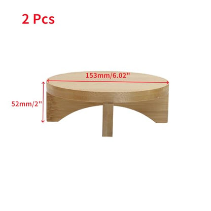 Oedema 2 Pcs Wood Plant Stand Round Wooden Flower Pot Stands Riser Display Potted Rack for Small Indoor Outdoor Plants - size: 6inch/153mm, 2pcs