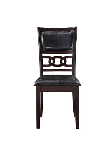 New Classic Furniture Gia Dining Chair (Set of Four), Black PU Upholstered Seat & Back Rest, Ebony - color: Ebony, size: Set of 4, style: Dining Chair