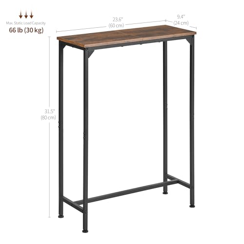 Console Table, Narrow Entryway Table, Thin Sofa Table, Behind Couch Table,for Hallway, Bedroom, Living Room, Foyer, 9.4 x 23.6 x 31.5 Inches, Rustic Brown - size: 9.4" W x 23.6" D, style: Ordinary