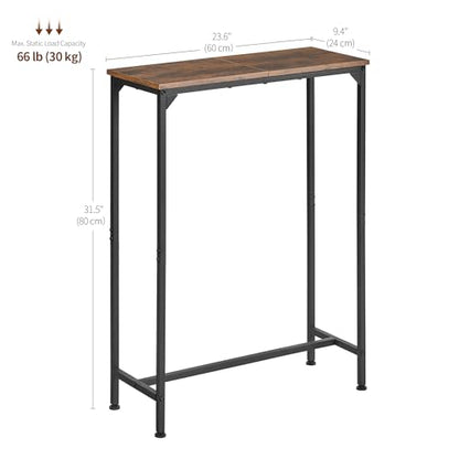 Console Table, Narrow Entryway Table, Thin Sofa Table, Behind Couch Table,for Hallway, Bedroom, Living Room, Foyer, 9.4 x 23.6 x 31.5 Inches, Rustic Brown - size: 9.4" W x 23.6" D, style: Ordinary