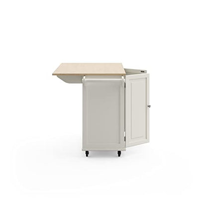 Homestyles Dolly Madison Off-White Mobile Kitchen Island Cart with Wood Drop Leaf Breakfast Bar - color: Soft White
