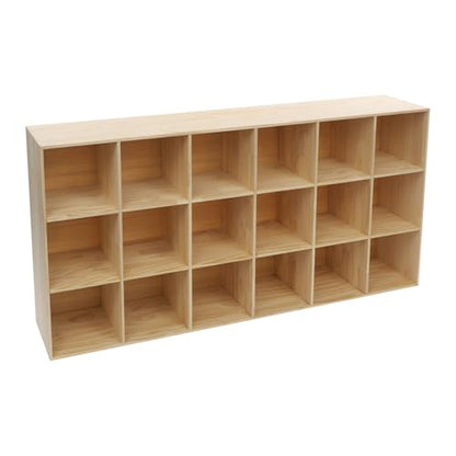 18 Cube Solid Wood Bookcase, Wooden Bookshelf Modern Floor Standing Storage Shelf for Living Room Bedroom Office, 11.8 * 11.8 * 11.8in Cubes with 220lbs Capacity, Easy Assembly - size: 18 Cube