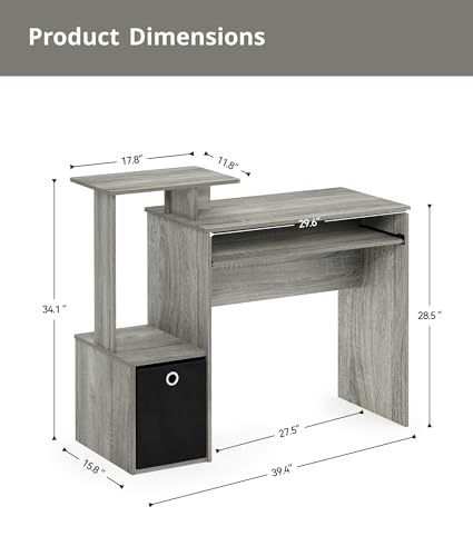 Computer Desk with Drawers, Study Table with Storage Shelves Keyboard Tray for Home Office Bedroom Living Room, Oak Grey/Black - color: French Oak Grey