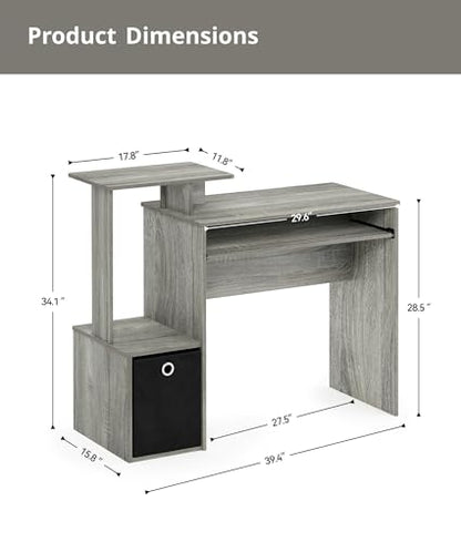 Computer Desk with Drawers, Study Table with Storage Shelves Keyboard Tray for Home Office Bedroom Living Room, Oak Grey/Black - color: French Oak Grey