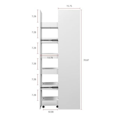 Slim Storage Cart,Rolling Spice Rack Next to Fridge,Narrow Storage Cabinet with Open Self, Wood Unit Storage Rack with Handle Wheels for Narrow Spaces,7 Tier - size: 4