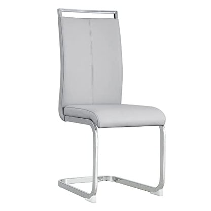 Baysitone Modern Dining Chairs Set of 2, Side & Kitchen Chairs with Faux Leather Padded Seat, High Back, for Dining, Kitchen, Living Room - Light Grey - color: Light Grey, size: Set of 2