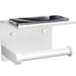 Tindbea Toilet Paper Holder with Phone Shelf, Adhesive or Screw Wall Mount Toilet Tissue Roll Holder, Rustproof & Multifunctional Stainless Steel Bathroom Storage Dispenser (White) | Heavy Duty Stainless Steel White - color: F-white