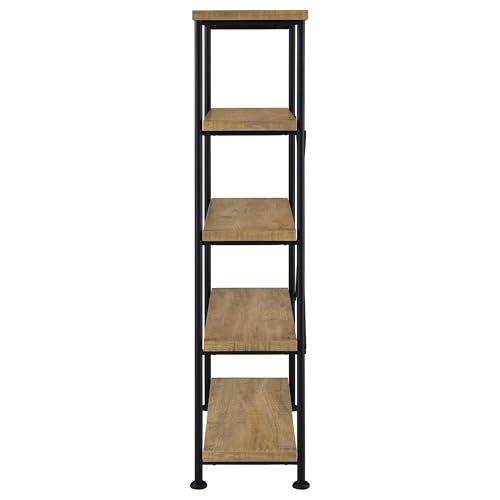 Coaster Home Furnishings - Analiese - Wood and Metal - 4-Tier Bookshelf with Open Shelves, X-Back Bracing, and Rectangular Frame - Home Office - 63-Inch - Mango - 802003 - color: Mango