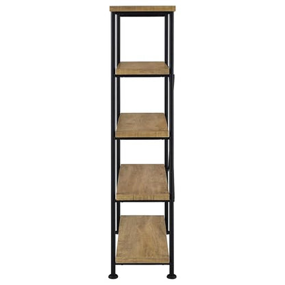 Coaster Home Furnishings - Analiese - Wood and Metal - 4-Tier Bookshelf with Open Shelves, X-Back Bracing, and Rectangular Frame - Home Office - 63-Inch - Mango - 802003 - color: Mango