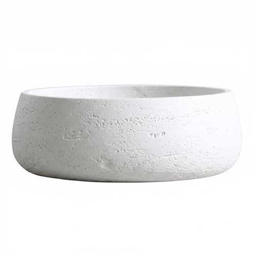 Olly & Rose Copenhagen Large Ceramic Planter Bowl Shallow Plant Pot - Matt White Flower Pot Indoor and Outdoor Garden Décor - color: White