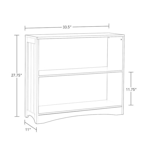 RiverRidge 3 shelves Horizontal Bookcase, White | Classic Beadboard Side Panels, Playroom Book and Toy Organizer with 2 Open Shelves, Painted MDF - color: White