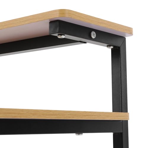 3 Tiers Rolling Computer Desk, 31.5 Inch Home Office Desk with 4 Wheels & 4 Foot Pads, Mobile Small Computer Desk, Student Study Table for Small Space Bedroom (Black+Log Color) - color: Black+log Color