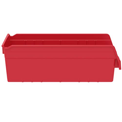 Akro-Mils 30088 Plastic Nesting ShelfMax Storage Bin Box, 18x8x6-Inch, Red (8-Pack) - color: Red