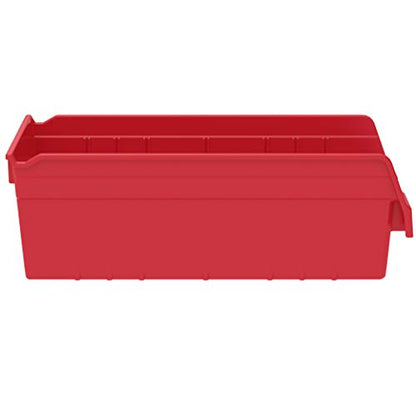 Akro-Mils 30088 Plastic Nesting ShelfMax Storage Bin Box, 18x8x6-Inch, Red (8-Pack) - color: Red