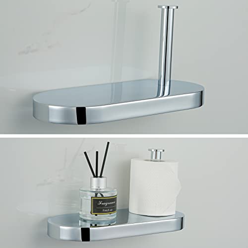 RANDOM Toilet Paper Holder with Phone Shelf, SUS 304 Stainless Steel Modern Bathroom Accessories Tissue Roll Dispenser Toilet Paper Holder Round,Polished Chrome.93088C - color: A-polished Chrome