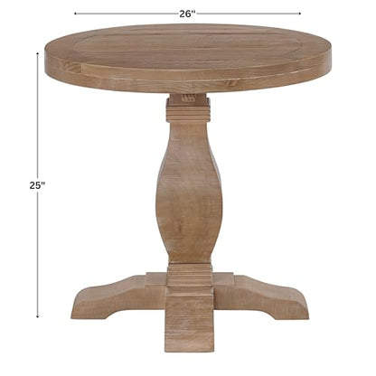 Martin Svensson Home Napa Solid Wood Pedestal End Table, Driftwood - color: Driftwood