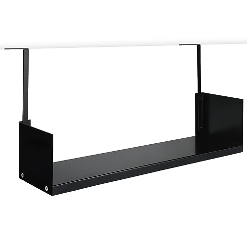 Lineshading Office Cubicle Shelf Storage Organizer Hanging File Organizer Cubicle Hanging Shelf Accessories Storage Bookshelf with Hooks for Home Desk - color: Black, size: 24"