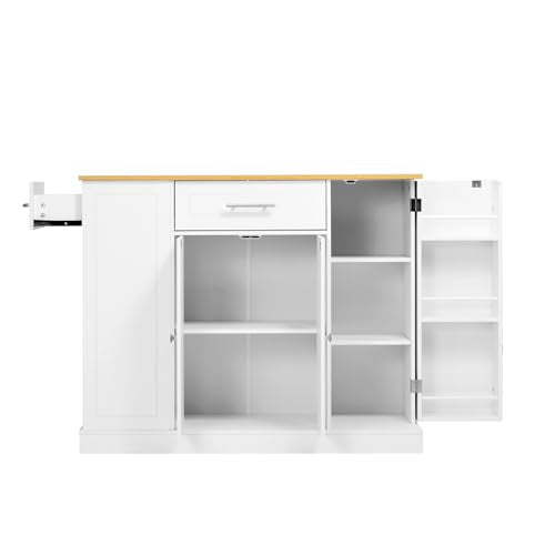 VEVOR Kitchen Island Cart with Storage, 42.36 in Wide Island Table for Kitchen, with 2 Drawers, Storage Cabinet, Table for Home Dining Room, White - size: 42.36"W