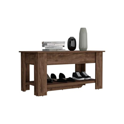Dark Brown Storage Table with Four Legs and Lower Shelf - Doorway & Living Room Furniture