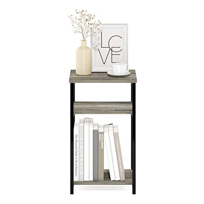 Furinno Just 3-Tier Metal Frame End Table with Storage Shelves, 1-Pack, French Oak - color: French Oak, size: 1-Pack, Metal Frame, 3-Tier