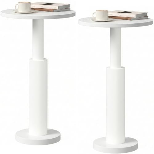 LAATOOREE Small Round Side Tables Set of 2, Drink Tables, Accent Coffee Tables, Pedestal End Tables with Thick Solid Wood Legs for Living Room,Sofa Couch,Small Spaces,Bedroom (2, White) - color: White, size: 11.8"D x 11.8"W x 24.45"H