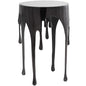 Deco 79 Aluminum Metal End Table with Abstract Drip Design, Black Side Table, Accent Melting Legs and Black Glass Top, 16" x 16" x 25", Black - color: Black