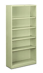HON Metal Bookcase, 5 Shelves, 34-1/2 W by 12-5/8 D by 71 H, Putty - color: Putty, size: 5 Shelves
