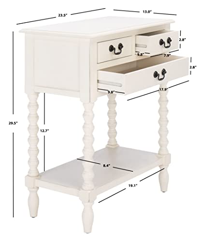 SAFAVIEH Furniture - Athena 3-Drawer Console Table - Distressed White - Solid Wood - Farmhouse Classic Design - Ideal for Entryway, Living Room, Hallway, 23.5" W x 13" D x 29.5" H (CNS5703A) - color: Distressed White