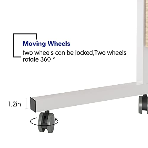 Side Table, 23.6in Adjustable Laptop Stand Portable Cart Tray Bedside Computer Table, Sofa Side Bed Table with Wheels(White) - color: Maple, size: 23.6 inches
