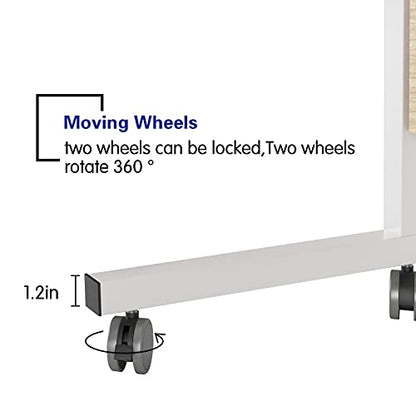 Side Table with Wheels, Home Snack Side Table with Castors Mobile (Maple) - color: Maple, size: 31.5 inches