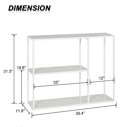 HDANI Console Table, Narrow Entryway Table, 3 Tier Metal Hallway Table, 11.8''Dx39.4''Wx31.5''H(White) - color: White, size: 11.8"D×39.4"W×31.5"H