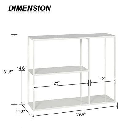 HDANI Console Table, Narrow Entryway Table, 3 Tier Metal Hallway Table, 11.8''Dx39.4''Wx31.5''H(White) - color: White, size: 11.8"D×39.4"W×31.5"H