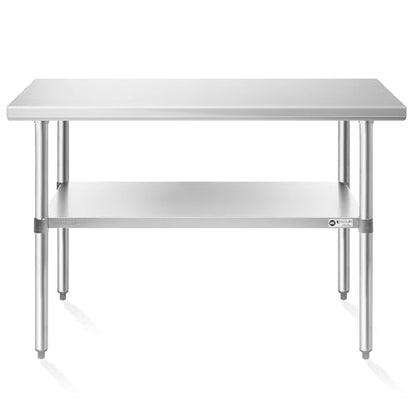 KUTLER Stainless Steel Table 24 x 48 Inches, NSF Heavy Duty Commercial Kitchen Prep and Work Table with Undershelf for Restaurant, Hotel, Home - size: 24" x 48"
