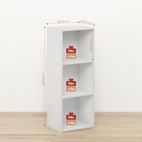 Seto Open Shelf Bookcase, Bookshelf for Living Room, Home Office, 3 Cubes, White - color: White, size: 3-Cube