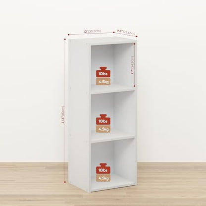 Seto Open Shelf Bookcase, Bookshelf for Living Room, Home Office, 3 Cubes, White - color: White, size: 3-Cube
