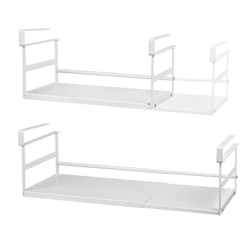 Under Shelf Storage Basket, 2-Pack Under Cabinet Shelf Organizer | Expandable Hanging Basket Holds 35 lbs Add-On Kitchen Pantry Cupboard Counter Laundry 13.19-23.03" W x 8.66" D x 5.12" H - size: 13.19-23.03" W × 8.66" D × 5.12"H