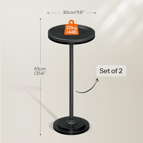 HOOBRO Small Round Side Tables, Set of 2, Drink Tables, Coffee Martini Tables with Pedestal Accent for Small Spaces in Living Room, Bedroom, Sofa Couch, Black BB168BZP201 - color: Black