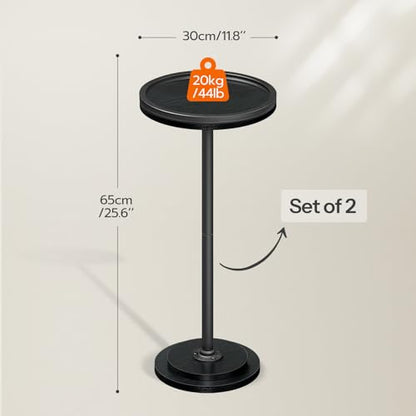 HOOBRO Small Round Side Tables, Set of 2, Drink Tables, Coffee Martini Tables with Pedestal Accent for Small Spaces in Living Room, Bedroom, Sofa Couch, Black BB168BZP201 - color: Black