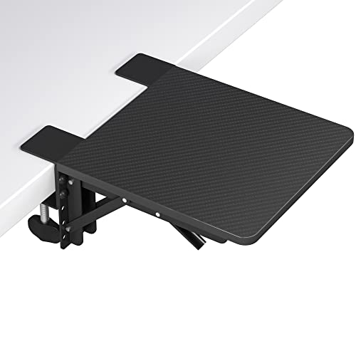 BONTEC Ergonomic Desk Extender Tray, 9.5"x9.1" Table Mount Arm Wrist Rest Shelf, 90°Foldable Elbow Support, Clamp on Computer Arm Rest for Desk, Office & Home Use,Durable Easy to Install,Black pattern - color: Black, size: 9.4"*9.1"(24cm*23cm)