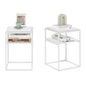 Furinno Moretti Side Table Set of 2, Stackable Metal Frame End Table with Open Shelf, Night Stand, Bedside Table, for Living Room, Bedroom, Solid White - color: Solid White/White, style: 2-Pack, Stackable Metal Frame