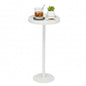 White Martini Table, Modern Small Round Side Table, Minimalist Metal & Wood Pedestal End Table with Weighted Base, White Drink Table for Living Room, Small Spaces,Next to Sofa, 24.7" Tall - color: White