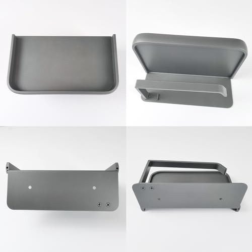 Toilet Paper Holder with Phone Shelf, Adhesive or Screw Wall Mount Toilet Tissue Roll Holder-Grey - color: Grey