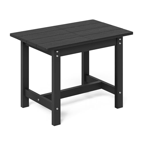 LUE BONA Outdoor Side Table, HDPS Large Size Outdoor Table, Adirondack Side Table, Outside End Table for Patio, Porch, Beach, Garden, Weather Resistant/Easy Maintenance/Indoor, Black - color: Black, size: 23.6 in